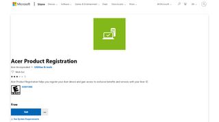 
                            6. Get Acer Product Registration - Microsoft Store