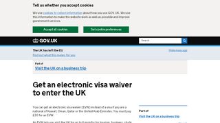 
                            2. Get an electronic visa waiver to enter the UK - GOV.UK