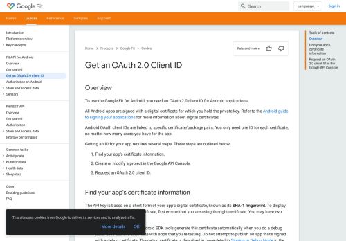 
                            2. Get an OAuth 2.0 Client ID | Google Fit | Google Developers