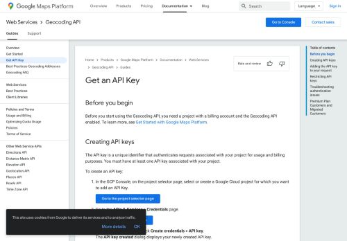 
                            3. Get API Key | Geocoding API | Google Developers