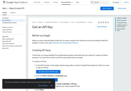 
                            2. Get API Key | Maps Embed API | Google Developers