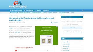 
                            10. Get back the Old Google Accounts Sign-up form and avoid Google+