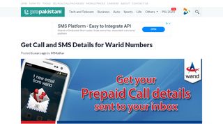
                            5. Get Call and SMS Details for Warid Numbers - ProPakistani