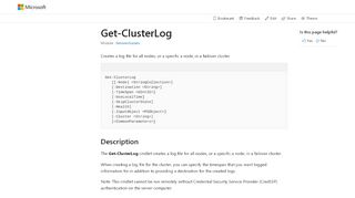 
                            5. Get-ClusterLog - Microsoft Docs
