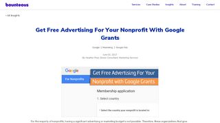 
                            10. Get Free Advertising For Your Nonprofit with Google Grants | Bounteous