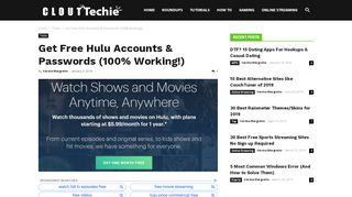 
                            7. Get Free Hulu Accounts & Passwords (100% Working!) - CloutTechie