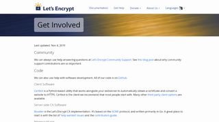 
                            1. Get Involved - Let's Encrypt - Free SSL/TLS Certificates