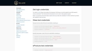 
                            2. Get login credentials - Glase Developer Site