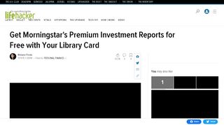 
                            4. Get Morningstar's Premium Investment Reports for Free with Your ...