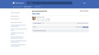 
                            2. get my password hint | Facebook Help Community | Facebook