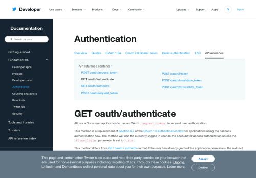 
                            5. GET oauth/authenticate — Twitter Developers