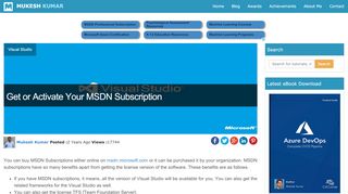 
                            12. Get or Activate Your MSDN Subscription | Mukesh Kumar