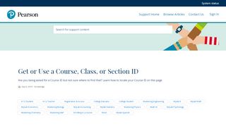 
                            2. Get or Use a Course, Class, or Section ID - Pearson Support