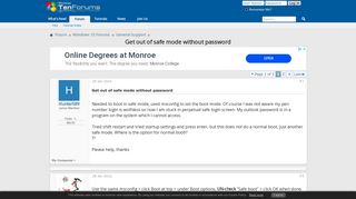 
                            1. Get out of safe mode without password - Windows 10 Forums