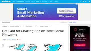 
                            5. Get Paid for Sharing Ads on Your Social Networks - Mashable