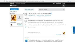 
                            4. Get PUID of LiveID INT account - MSDN - Microsoft