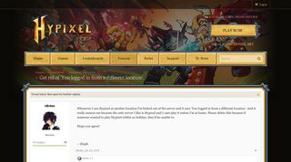 
                            2. Get rid of 'You logged in from a different location'. | Hypixel ...