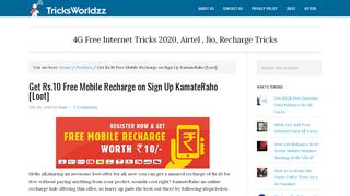 
                            10. Get Rs.10 Free Mobile Recharge on Sign Up KamateRaho [Loot ...