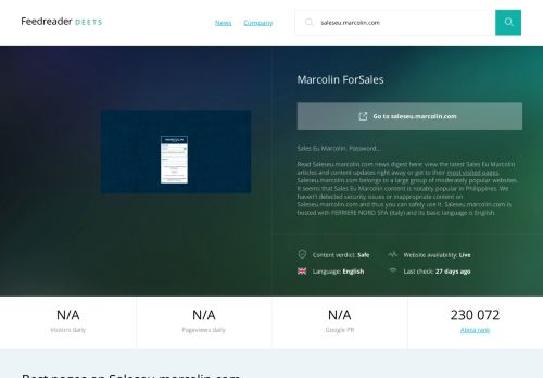 
                            10. Get Saleseu.marcolin.com news - Marcolin ForSales - Deets Feedreader