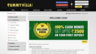 
                            6. Get Signup Cash up to Rs.500 | RummyVilla.com