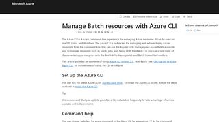 
                            8. Get started with Azure CLI for Batch | Microsoft Docs