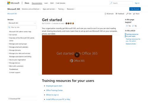 
                            12. Get started with Office 365 for business | Microsoft Docs