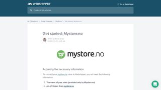 
                            9. Get started with Webshipper for Mystore.no | Webshipper Support Center