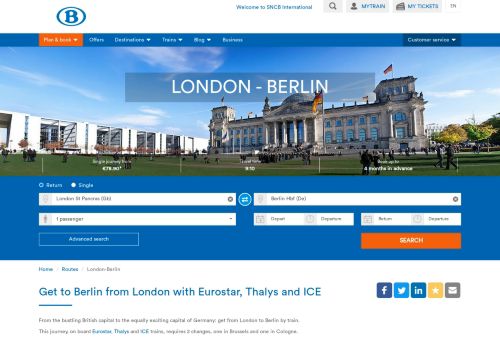 
                            9. Get to Berlin from London with Eurostar, Thalys and ICE