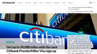 
                            13. Get up to 30,000 miles with the new Citibank PremierMiles Visa sign ...