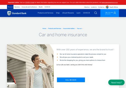 
                            12. Get up to 5 online quotes for car and home insurance | Standard Bank