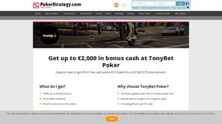 
                            10. Get up to €2,000 in bonus cash at TonyBet Poker - PokerStrategy.com