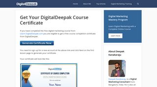 
                            1. Get Your DigitalDeepak Course Certificate