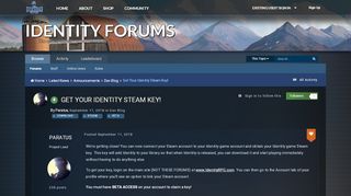 
                            8. Get your Identity Steam key! - Dev Blog - Identity