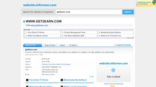 
                            2. get2earn.com at WI. get2earn.com - Website Informer