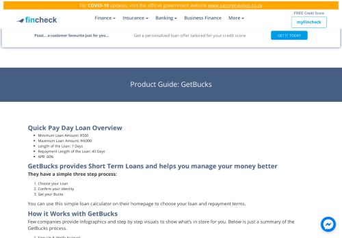 
                            10. GetBucks - Fincheck.co.za | Online Loans & Financial Comparisons