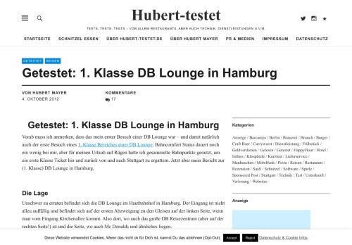 
                            6. Getestet: 1. Klasse DB Lounge in Hamburg | Hubert-testet