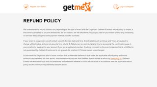
                            6. GetMeIn Events / Refund Policy