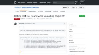 
                            7. Getting 404 Not Found while uploading plugin · Issue #11 · JetBrains ...