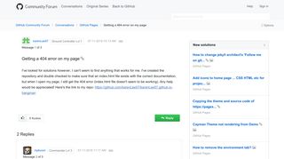 
                            3. Getting a 404 error on my page - GitHub Community Forum