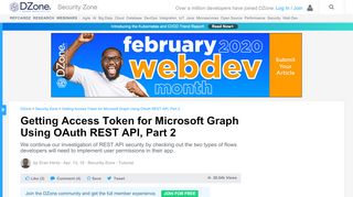 
                            6. Getting Access Token for Microsoft Graph Using OAuth ... - DZone