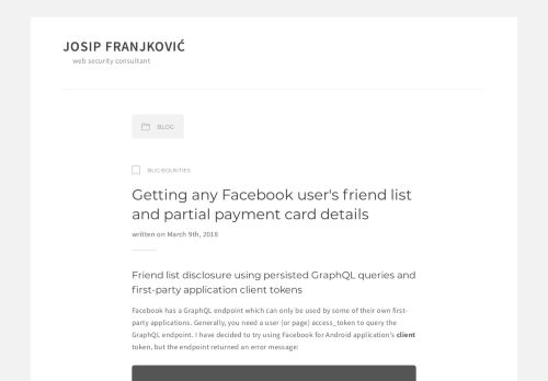 
                            7. Getting any Facebook user's friend list and partial payment card ...