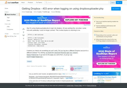 
                            11. Getting Dropbox - 403 error when logging on using dropboxuploader ...