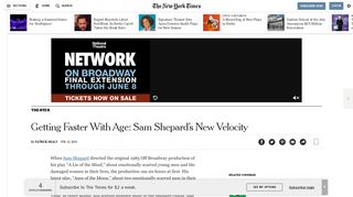 
                            12. Getting Faster With Age: Sam Shepard's New Velocity - The New York ...