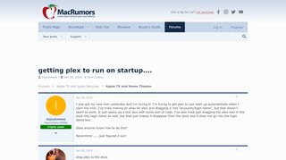 
                            2. getting plex to run on startup.... | MacRumors Forums