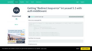 
                            8. Getting “Redirect loop error” in Laravel 5.1 with auth middleware ...