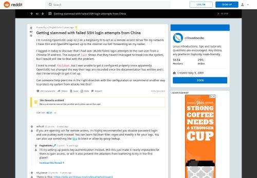 
                            10. Getting slammed with failed SSH login attempts from China ...
