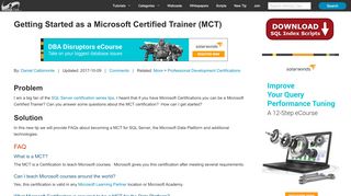 
                            9. Getting Started as a Microsoft Certified Trainer (MCT) - MS SQL Tips