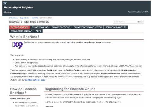 
                            12. GETTING STARTED - ENDNOTE - Subject Guides at University of ...