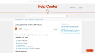 
                            6. Getting Started for New Members – Couchsurfing FAQs