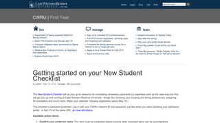 
                            13. Getting started on your New Student Checklist | CWRU: First Year